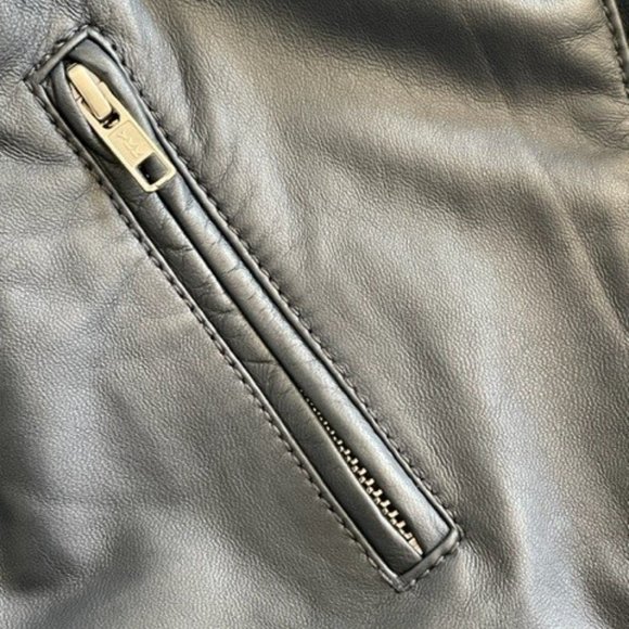 Trouve Women’s Navy Blue Soft Leather Biker Moto Jacket Size Small MSRP$328 - Picture 6 of 7